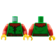 LEGO felsőtest erdész ruha öv és piros gallér mintával (Castle, Forestman), zöld (76382)