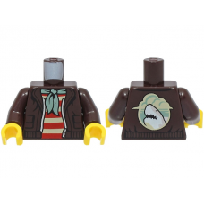 LEGO felsőtest cápa mintás kabát mintával, sötétbarna (76382)