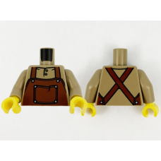 LEGO felsőtest elöl zsebes kötény mintával (kovács), sötét sárgásbarna (76382)