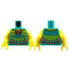 LEGO felsőtest női virágos ruha mintával, sötét türkizkék (76382)