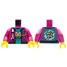 LEGO felsőtest tigrisfej mintás póló és kabát mintával, bíborvörös (76382)