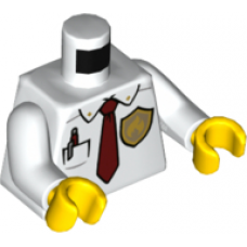 LEGO felsőtest nyakkendő, ing és jelvény mintával, fehér (76382)