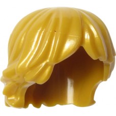 LEGO férfi haj félhosszú kócos, gyöngyház arany (92746)
