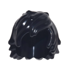 Eredeti, új LEGO férfi haj kócos hosszú tincsekkel, fekete (25378) - egyedi, karakteres minifigura készítéshez