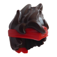 LEGO férfi haj tüskés piros fejpánttal, sötétbarna (69560)