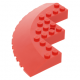 LEGO kocka kör alakú negyed 10x10 kivágásokkal és lejtős oldallal, piros (58846)