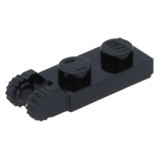 LEGO lapos csuklós elem 1×2 végén függőleges kettős villával, fekete (44302/54657)