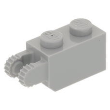 LEGO kocka csuklós elem 1×2 függőleges kettős villával, világosszürke (30365)