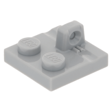 LEGO lapos csuklós elem 2×2 tetején csatlakozóval, világosszürke (92582)