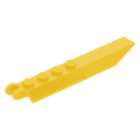 LEGO lapos csuklós elem 1×8 végén függőleges kettős villával szélein lehajló oldalakkal, sárga (30407)