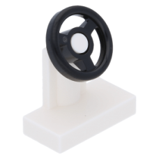 LEGO kormányállvány 1×2 fekete kormánykerékkel, fehér (3829c01)