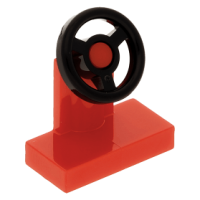 LEGO kormányállvány 1×2 fekete kormánykerékkel, piros (3829c01)