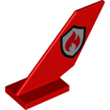 LEGO repülő függőleges vezérsík/farokrész 2×6×4 mintával (tűzoltó), piros (93574)