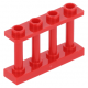 LEGO kerítés 1×4×2 tetején négy bütyökkel, piros (15332)