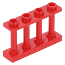 LEGO kerítés 1x4x2 tetején négy bütyökkel, piros (15332)