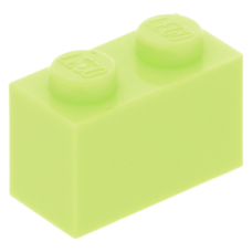 LEGO kocka 1x2, sárgás zöld (3004)