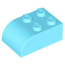 LEGO kocka 2x3 egyik oldala íves, közép azúrkék (6215)