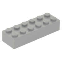 LEGO kocka 2×6, világosszürke (2456)