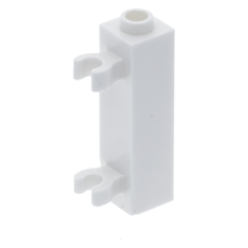 LEGO kocka 1x1x3 egy oldalán kettő fogóval, fehér (60583b)