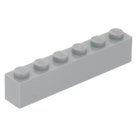 LEGO kocka 1×6, világosszürke (3009)