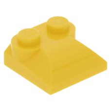 LEGO kocka 2×2 tetején kettő bütyökkel és ívelt résszel, sárga (47457)