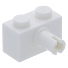 LEGO kocka 1x2 egy oldalán pin csatlakozóval, fehér (2458)