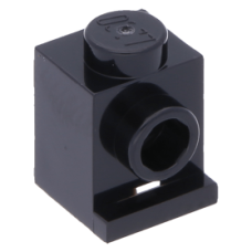 LEGO kocka 1x1 oldalán egy bütyökkel (headlight), fekete (4070)