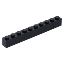 LEGO kocka 1x10, fekete (6111)