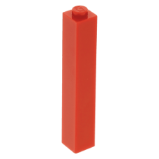 LEGO kocka 1×1×5, piros (2453b)