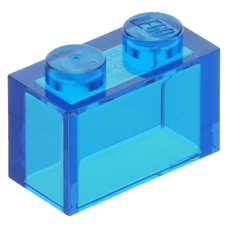 LEGO kocka 1x2, átlátszó sötétkék (3065)