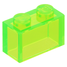 LEGO kocka 1x2, átlátszó világoszöld (3065)