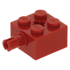 LEGO kocka 2x2 egyik oldalán pin csatlakozóval, piros (6232)