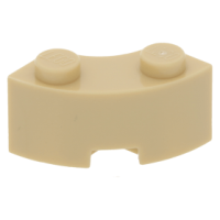 LEGO kocka 2x2 íves sarok, sárgásbarna (85080)