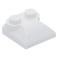 LEGO kocka 2x2 tetején kettő bütyökkel és ívelt résszel, fehér (47457)