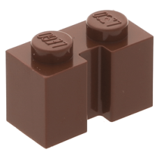 LEGO kocka 1x2 oldalán bevágással, vörösesbarna (4216)