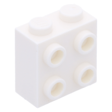 LEGO kocka 1x2x1 2/3 egyik oldalán négy bütyökkel, fehér (22885)