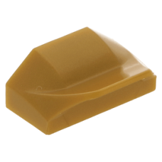 LEGO kocka 1×2x2/3 tetején íves és csőr résszel, gyöngyház arany (47458)