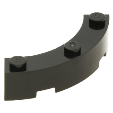 LEGO kocka íves sarok 4x4 (macaroni), fekete (48092)