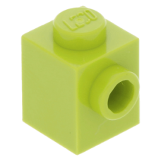 Eredeti, új LEGO kocka 1x1 oldalán egy bütyökkel, lime (87087) - alapvető építőelem, alkatrész