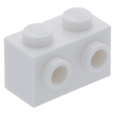 LEGO kocka 1x2 két oldalán két-két bütyökkel, fehér (52107)