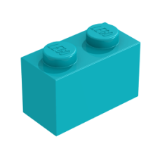 LEGO kocka 1x2, sötét türkizkék (3004)