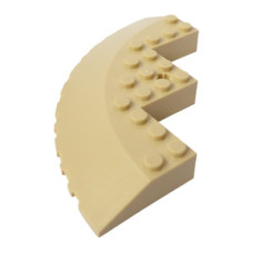 LEGO kocka kör alakú negyed 10x10 kivágásokkal és lejtős oldallal, sárgásbarna (58846)