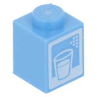 LEGO kocka 1x1 tejes pohár/doboz mintával, középkék (73783)