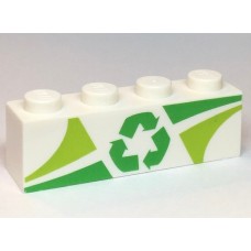 LEGO kocka 1x4 újrahasznosítás logó mintával, fehér (65871)