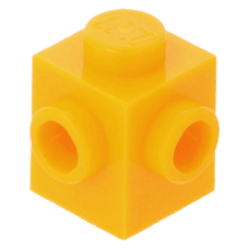 LEGO kocka 1x1 két egymás melletti oldalán egy-egy bütyökkel, világos narancssárga (26604)