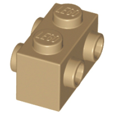 LEGO kocka 1x2 két oldalán két-két bütyökkel, sötét sárgásbarna (52107)