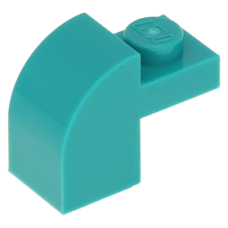 LEGO kocka 1x2×1/3 ívelt, sötét türkizkék (6091)