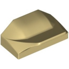 LEGO kocka 1×2x2/3 tetején íves és csőr résszel, sárgásbarna (47458)