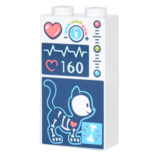 LEGO kocka 1×2×3 állatorvosi monitor mintával, fehér (81857)