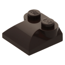 LEGO kocka 2x2 tetején kettő bütyökkel és ívelt résszel, sötétbarna (47457)